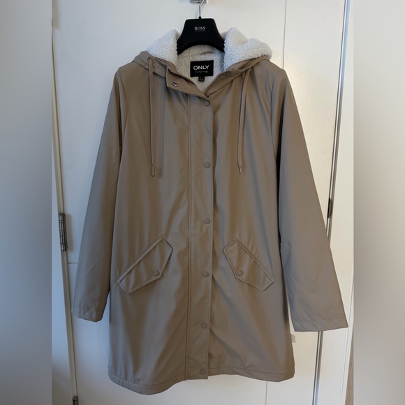 Only Jackets & Blazers - ONLY Beige Sherpa-Lined Hooded Rain Jacket